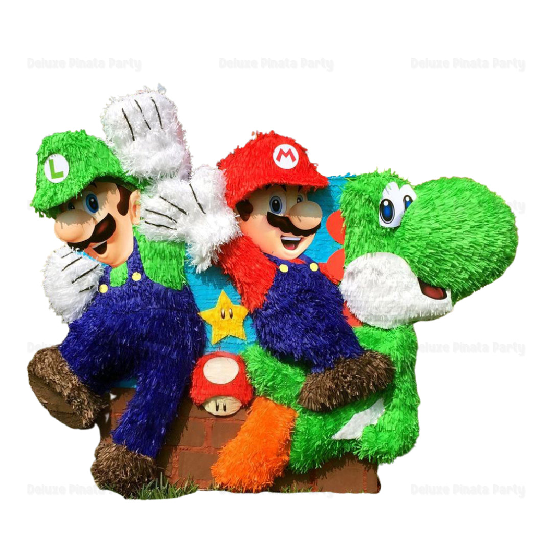 Mario and Luigi Bros with Yoshi Pinata