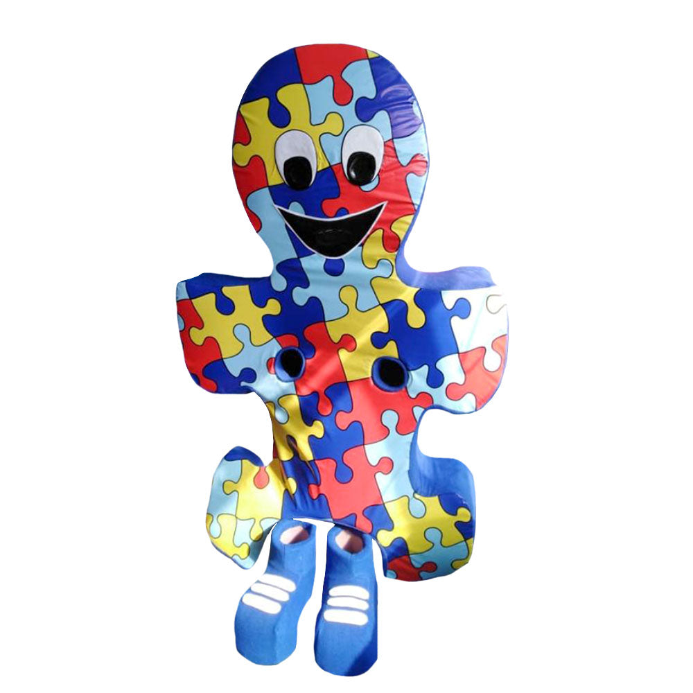 Puzzle Piece Autism Mascot Blue